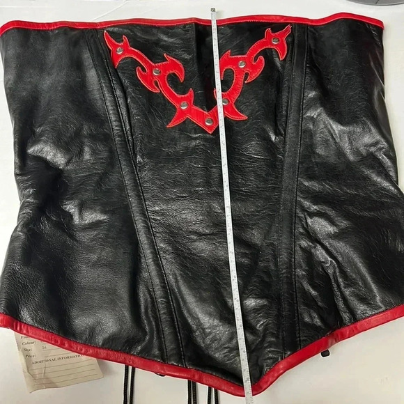 Alter Ego Black/Red Goth Renaissance Lamb Leather Lace Up Corset 34 - Picture 13 of 16